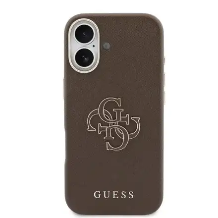 Guess PU Resin Logo kryt iPhone 17 hnědý