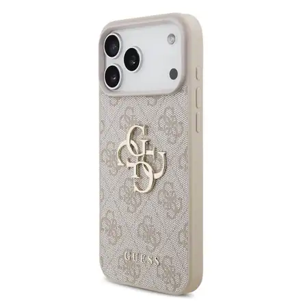 Guess PU 4G Metal Logo kryt iPhone 18 Pro růžová