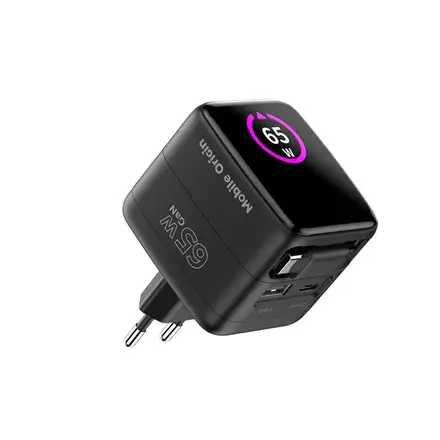 Mobile Origin 65W GaN Display Charger PW3 USB-C Self-Retracting Cable/USB-C/USB-A