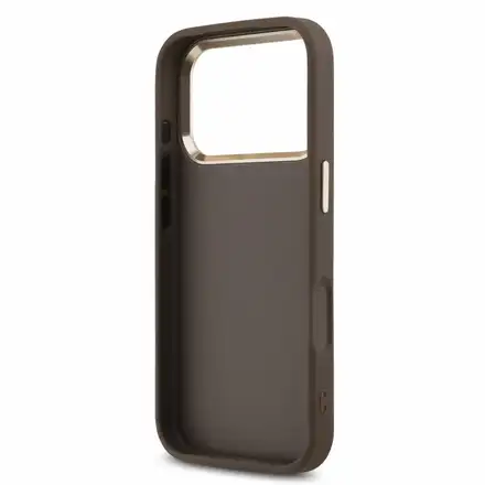 Guess PU 4G Metal Logo Strap kryt iPhone 18 Pro hnědý