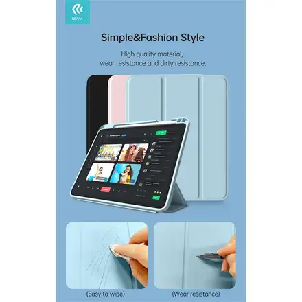 Devia pouzdro Leather Case with Pencil Slot pro iPad Pro 11" M4/M5 - Light Blue