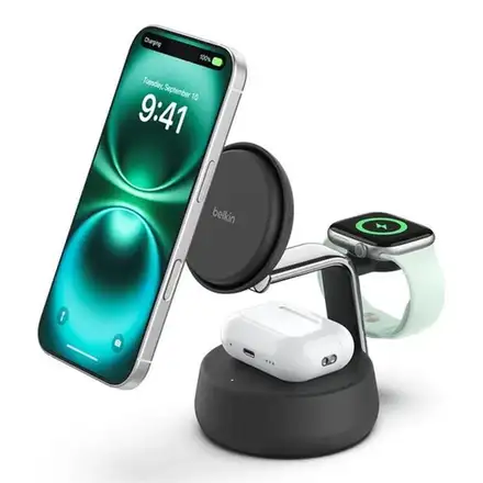 Belkin UltraCharge Pro 3-in-1 Magnetic Charging Dock with Qi2 25W - Charcoal