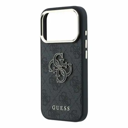 Guess PU 4G Resin Metal Logo kryt iPhone 18 Pro Max černý