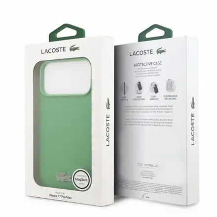 Lacoste PVC Iconic Petit Pique Metal MagSafe kryt iPhone 18 Pro Max zelený