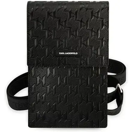 Karl Lagerfeld Saffiano Monogram Brašna na Telefon černá
