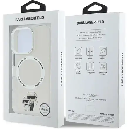 Karl Lagerfeld IML Karl and Choupette MagSafe kryt iPhone 16 Pro průhledný