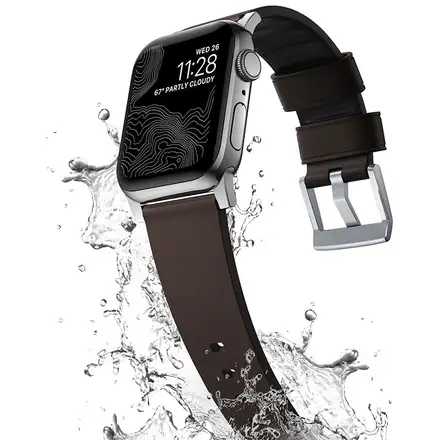 Nomad kožený řemínek pro Apple Watch 49mm/46mm/45mm/44 mm - Active Pro Brown/Silver Hardware