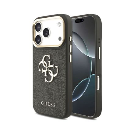 Guess PU Leather 4G Gold Frame MagSafe kryt iPhone 18 Pro černý