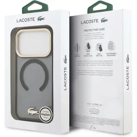 Lacoste PC/TPU Frosted Finish Gold Logo MagSafe kryt iPhone 17 Pro černý