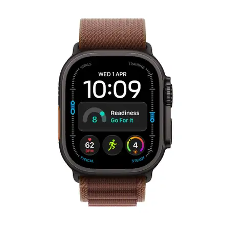 Apple Watch Ultra 4 GPS + Cellular 49mm Black Titanium Case with Burgundy Alpine Loop - L