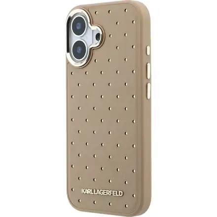 Karl Lagerfeld PU Perforated Gold Dots MagSafe kryt iPhone 17 béžový