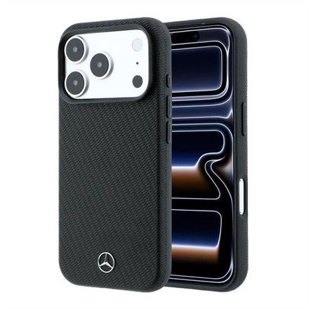 Mercedes PU Leather Wood Semi Wrap MagSafe 18 iPhone Pro černý