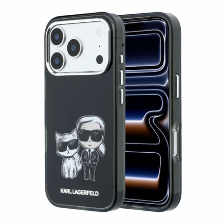 Karl Lagerfeld PU Semi Wrap Smooth Sketch Bodies Magsafe kryt iPhone 18 Pro Max černá