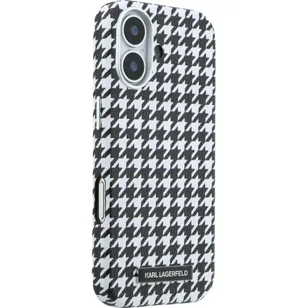 Karl Lagerfeld PU Houndstooth Resin Plate MagSafe kryt iPhone 17 černý