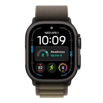 Apple Watch 49mm Dark Olive Alpine Loop-Medium-Black Titanium Finish