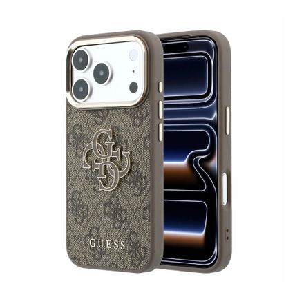 Guess PU Leather 4G Gold Frame MagSafe kryt iPhone 18 Pro černý