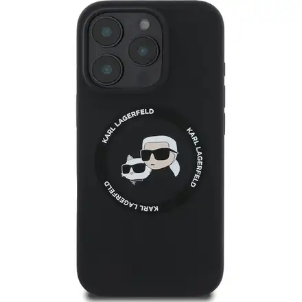 Karl Lagerfeld Liquid Silicone K&CH Heads MagSafe kryt iPhone 16 Pro Max černý