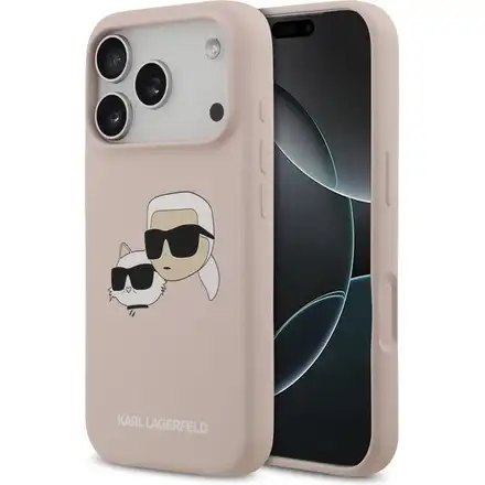 Karl Lagerfeld Liquid Silicone Double Heads MagSafe kryt iPhone 17 Pro růžový