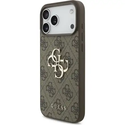 Guess PU 4G Metal Logo Strap kryt iPhone 17 Pro hnědý