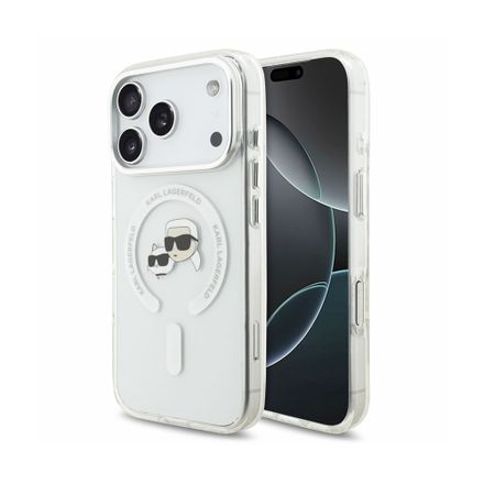 Karl Lagerfeld IML K&CH Heads Metal Frame MagSafe kryt iPhone 18 Pro bílý