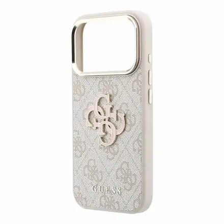 Guess PU 4G Resin Metal Logo kryt iPhone 18 Pro Max růžový