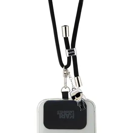 Karl Lagerfeld Universal Crossbody Popruh Cord and Ikonik Pins černý
