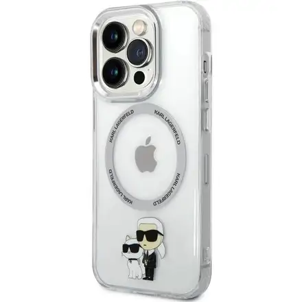 Karl Lagerfeld IML Karl and Choupette MagSafe kryt iPhone 15 Pro průhledný