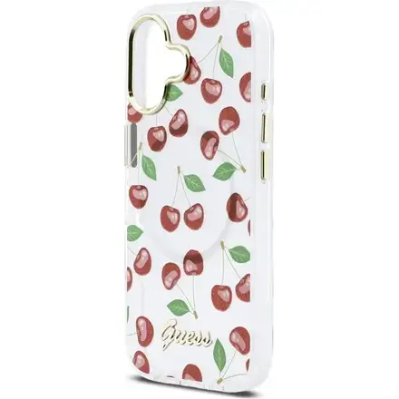 Guess IML Glitter Cherry MagSafe kryt iPhone 17 bílý