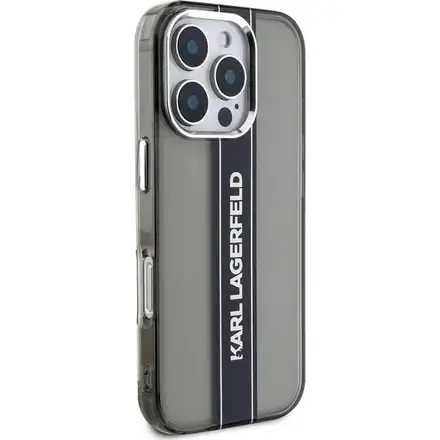 Karl Lagerfeld IML Stripe Logo kryt iPhone 16 Pro Max černý