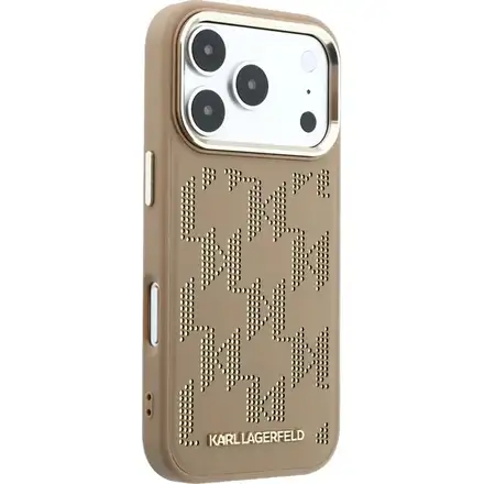 Karl Lagerfeld PU Perforated Monogram MagSafe MagSafe kryt iPhone 17 Pro Max hnědý