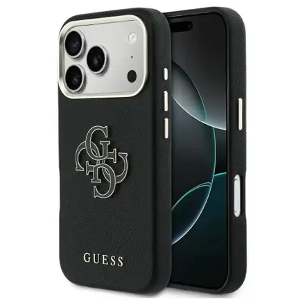 Guess PU Resin Logo kryt iPhone 17 Pro Max černý