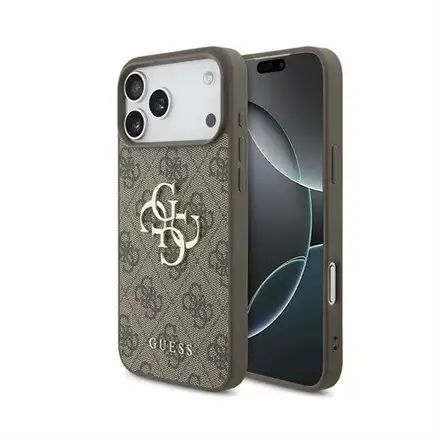 Guess PU 4G Metal Logo kryt iPhone 18 Pro hnědá