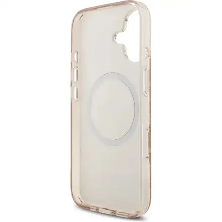 Guess IML Flowers Allover Strap MagSafe kryt iPhone 17 růžový