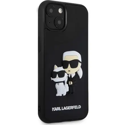 Karl Lagerfeld 3D Rubber Karl and Choupette kryt iPhone 13 černý