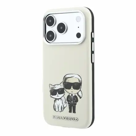 Karl Lagerfeld PU Semi Wrap Smooth Sketch Bodies Magsafe kryt iPhone 18 Pro Max béžový