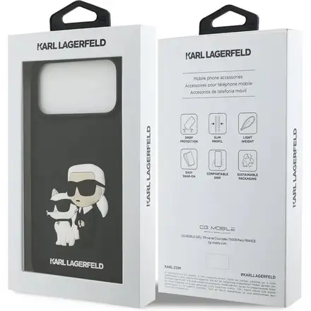 Karl Lagerfeld 3D Rubber Karl and Choupette kryt iPhone 17 Pro Max černý