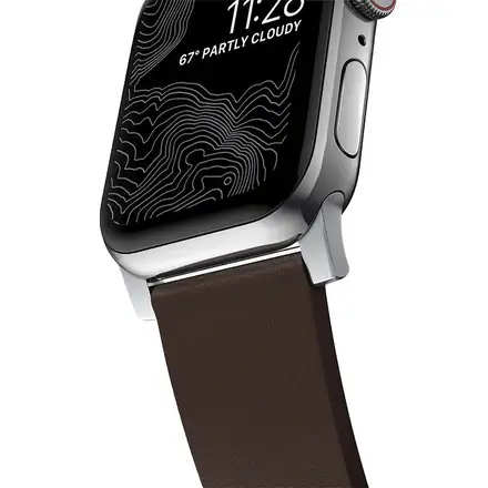Nomad kožený řemínek pro Apple Watch 49mm/46mm/45mm/44 mm - Active Pro Brown/Silver Hardware