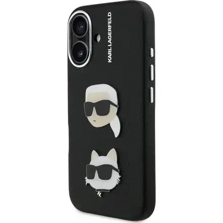 Karl Lagerfeld Grained PU K&CH Heads kryt iPhone 16 černý