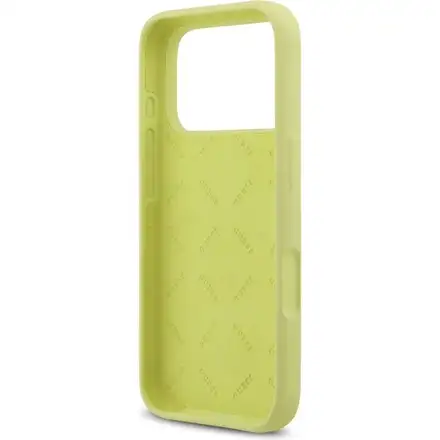 Guess Liquid Silicone 4G Metal Logo kryt iPhone 17 Pro žlutý