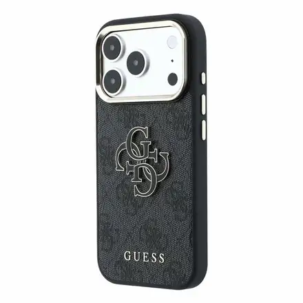 Guess PU 4G Resin Metal Logo kryt iPhone 18 Pro Max černý