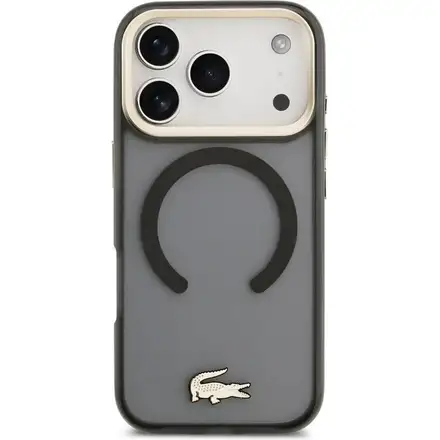 Lacoste PC/TPU Frosted Finish Gold Logo MagSafe kryt iPhone 17 Pro černý