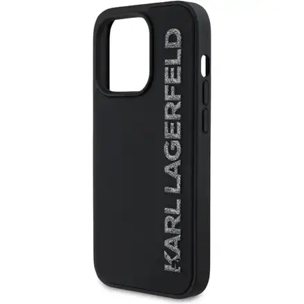 Karl Lagerfeld 3D Rubber Glitter Logo kryt iPhone 13 Pro černý