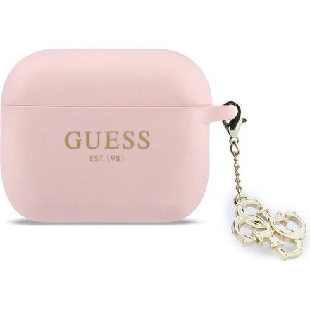 Guess 4G Charm Silikonové Pouzdro pro AirPods 3 Pro růžové