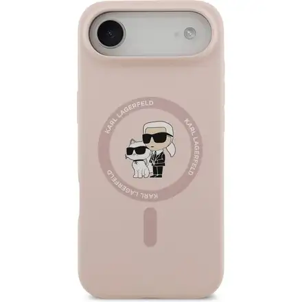Karl Lagerfeld Liquid Silicone Karl and Choupette MagSafe kryt iPhone Air růžový