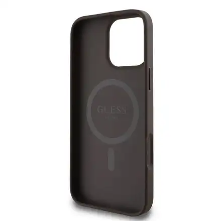 Guess PU Leather 4G Big Love Logo MagSafe kryt iPhone 16 Pro černý