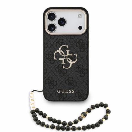 Guess PU 4G Metal Logo Strap kryt iPhone 18 Pro Max černý
