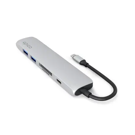 iStores by Epico 6in1 Hliníkový Hub 8K s USB-C konektorem - Stříbrná