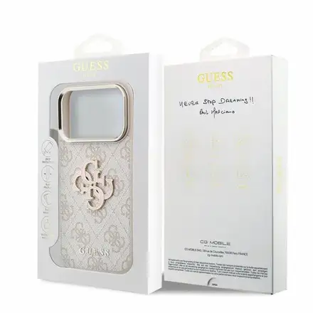Guess PU 4G Resin Metal Logo kryt iPhone 18 Pro Max růžový