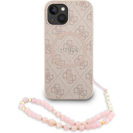 Guess PU Leather 4G Colored Ring Strap MagSafe kryt iPhone 13 růžový